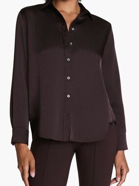 SPANX Better Than Silk Button Down - Truffle Brown NWT